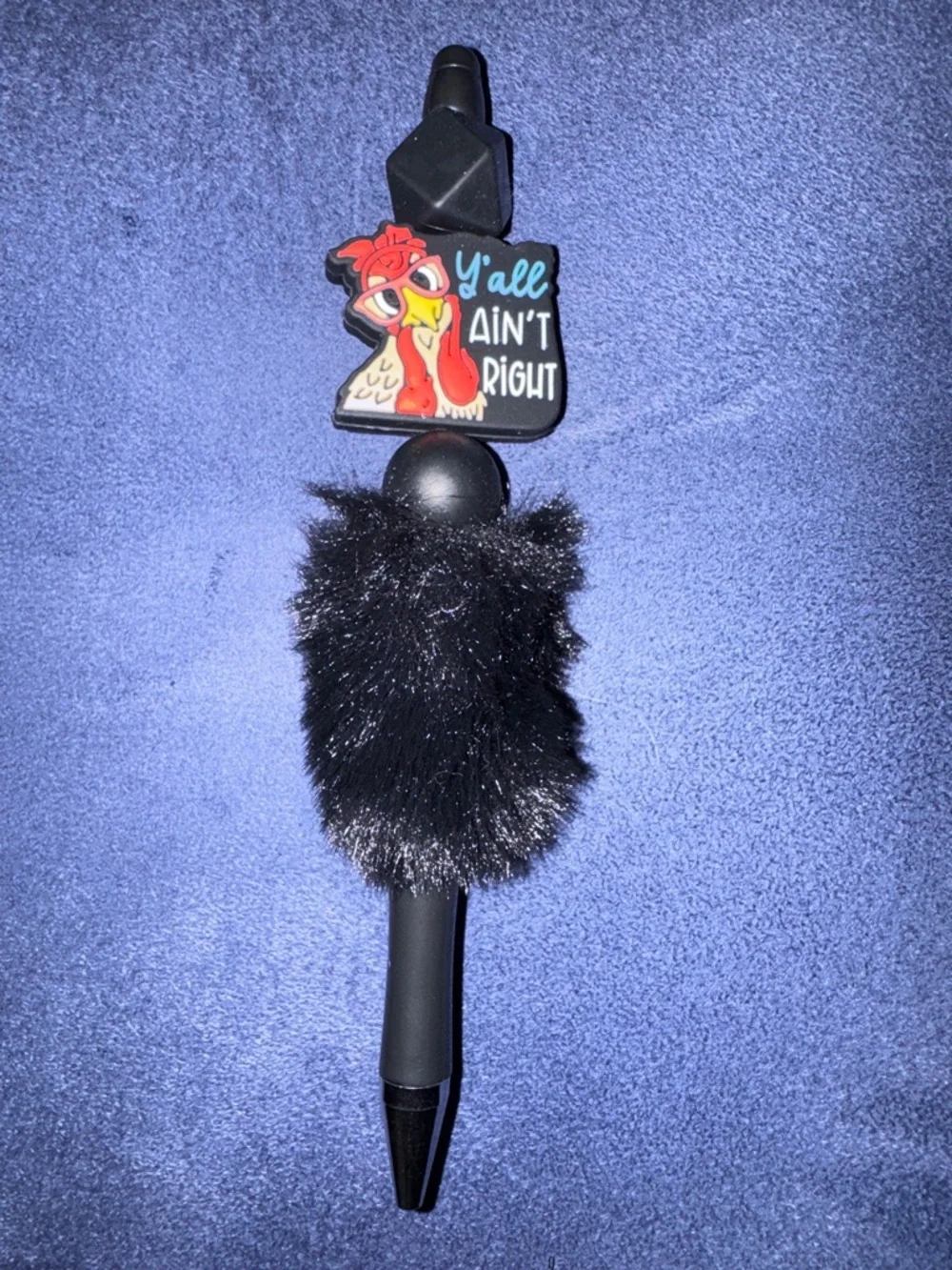 Novelty 'Y'all Ain't Right' Chicken Pen with Black Faux Fur, NEW